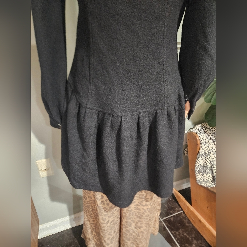 FREE PEOPLE Black Tailored Wool-Blend Double-Breasted Coat. Size Small - Picture 13 of 16